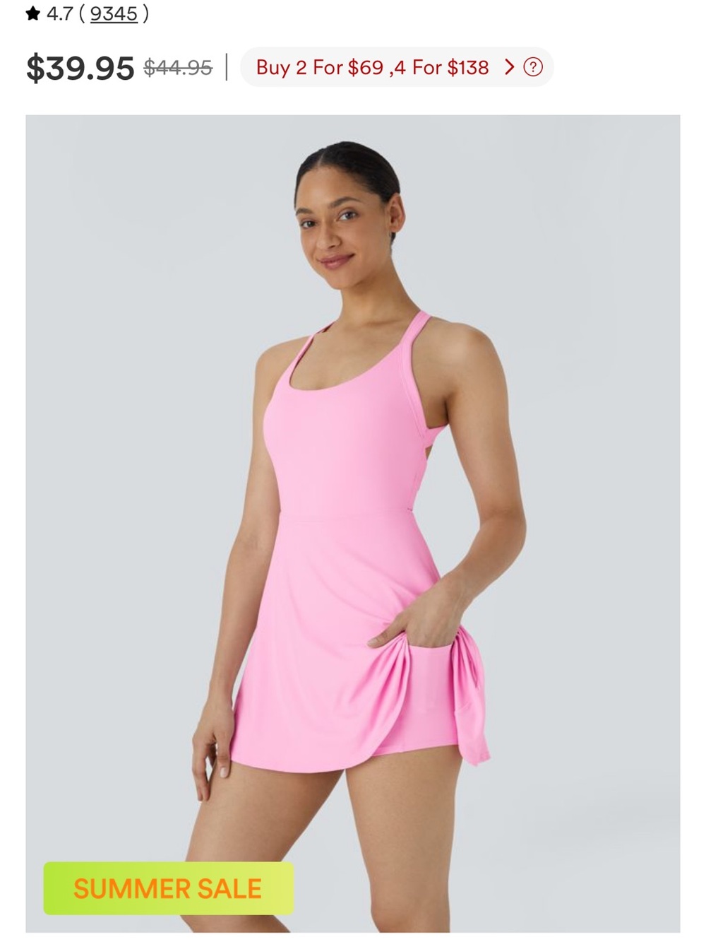 HALARA Pink Scoop Neck One-Piece Swim Dress